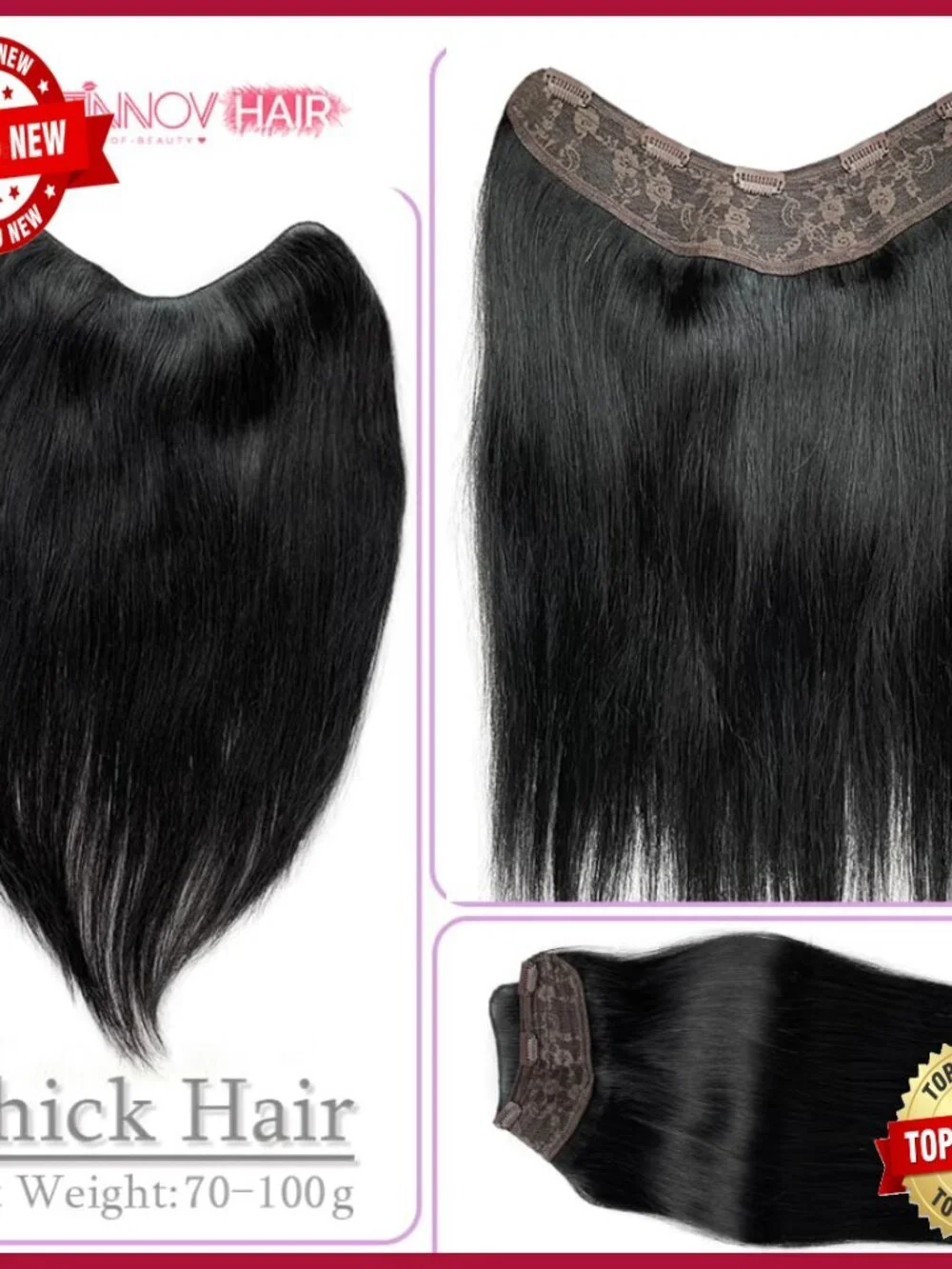20 Inch Clip-In Human Hair Extension, 5 Secure Clips, Silky Straight